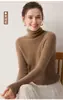 Otoño Invierno Sin Costuras Una Pieza 100% Cachemir Tejido de Punto Suéter para Mujer Costilla Capa Interior Suéter de Cuello Alto Color Liso Capa Base