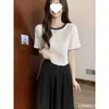 Nuevo Suéter de Punto con Orejas de Color Contrastante de Manga Corta Texturizado Ajustado Corto Estilo Coreano Dulce Top para Mujer