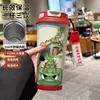 Termo de Pikachu y Gengar de Pokémon, Taza de Agua de Dibujos Animados de Aspecto Elegante con Popote, Botella de Agua Portátil para Estudiantes, Hombres y Mujeres