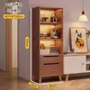 Estante Próxima ao Rack da TV, Estante de Chão, Estante Simples para Livros com Portas de Armário, Armário Estreito para Sala de Estar, Armário de Chão, Armário de Armazenamento