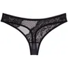 Ropa interior transparente para mujer mostrando lana y exponiendo sexy encaje de malla de tiro bajo sin costuras calzones tanga para mujer