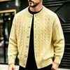 Cross2026 Otoño Invierno Nuevo Suéter de Punto Trenzado de Cuello Redondo para Hombre Ropa de Punto Moda Juvenil Chaqueta Cardigan Casual para Hombre