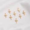 Cor de ouro 14K mantendo zircônia trevo de quatro folhas estrela diamante conector duplo pendente acessórios de colar pulseira brincos