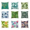Funda de Almohada de Peluche Estilo Ins con Estampado Digital de Planta Verde y Flores Serie Floral de Verano Funda de Cojín para Sofá Coche Transfronterizo