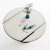 Tapete de mesa redondo dobrável estilo chinês, tapete de mesa oval, toalha de mesa de couro à prova d'água e de óleo para mesa de jantar da sala de estar, personalizável