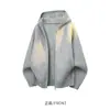 Cardigan Casual High Street Americano Jaqueta Suéter de Tricô Retrô com Zíper para Casal Outono e Inverno Suéter de Tricô com Capuz Solto e Moderno