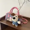 Bolso Boston de Mezclilla con Cachorro de Dibujos Animados para el Trabajo y los Viajes, Bolso Almohada Elegante y de Moda, Bolso Cruzado de Alto Valor para Niñas