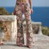 Sitio Independiente Transfronterizo Europeo y Americano Nuevo Pantalón de Mezclilla Acampanado Ajustado a la Moda para Mujer con Impresión Digital 3D de Amazon