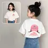 Camiseta Casual de Manga Corta de Algodón Puro para Niña 2026 Nueva Moda Ropa de Verano Camiseta Trendy para Bebé Niña Top de Dibujos Animados