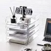 Suporte de Mesa para Armazenamento de Arquivos Estante de Escritório Transparente Suporte de Armazenamento Caixa com Gaveta de Acrílico Caixa Organizadora de Documentos