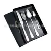 Serie 1010 Caja de Manualidades de Cuatro Piezas Cuchillo, Tenedor y Cuchara Dorada Set de Cubiertos para Filete Estilo Occidental Regalo