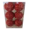 Conjunto de 6 peças de 8CM para festas de fim de ano, enfeites de árvore de Natal, bolas com lantejoulas, multicolorido, feito sob medida em estoque