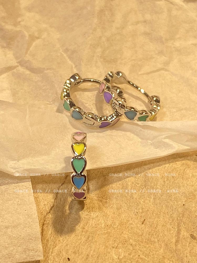 智贝主图_1春日浪漫~彩虹爱心耳环女高级感耳夹小众设计耳饰