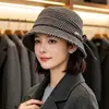Sombrero de pescador estilo francés para mujer de invierno, versión coreana, sombrero tipo cubo versátil retro casual, elegante y que estiliza el rostro