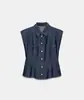 Ropa europea y americana para mujer transfronteriza, moda casual de venta caliente en AliExpress, camisa de mezclilla cropped con hombreras + pantalones tipo cubo