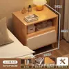 Mesita de noche moderna minimalista para dormitorio, uso pequeño en el hogar, gabinete lateral estilo madera natural, estante de almacenamiento simple para viviendas de alquiler