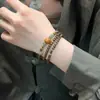 Pulsera de Doble Círculo de Sándalo Verde Cabeza de Mono para Mujer Collar Exquisito de Cuentas de Alta Gama Pulsera de Cuentas Budistas de Juego Cultural de Madera Regalo