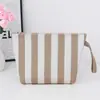 Bolso de Mano de Punto Rayado para Mujer, Bolso Tejido de Tela para Guardar Cosméticos de Gran Capacidad con Bloques de Color a Cuadros Retro, de Mano