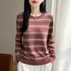 Manga Larga Raya Fresco Pequeño Floral Caída Suave Tencel Lyocell Versátil Tejido de Punto Cuello Redondo Capa Base Viaje