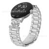 Adecuado para Google 1/2/3/4 Correa de Reloj Metálica Google Pixel Watch Corona de Tres Cuentas con Correa de Reloj de Diamantes