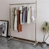 Expositor de roupas de aço inoxidável cabide secador prateleira loja de roupas femininas cabideiro simples de chão ao teto com rodas
