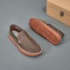 Zapatos Casuales Versátiles de Piel Genuina para Hombre, Suela Suave, Piel de Vaca de Primera Capa, Cosidos a Mano, Zapatos de Masaje, Zapatos para Conducir, Ligeros
