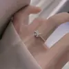 Anel de borboleta de diamante em prata de lei S925 feminino estilo frio luxo leve nicho alta qualidade anel aberto anel de diamante versátil