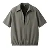 Camisa de Manga Corta Nueva para Hombre Estilo Old Money 2026, Camisa Fresca de Calle Alta Americana Falsa de Dos Piezas con Cuello Campana para Hombre