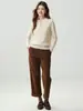 Suéter de cachemira pura para mujer, bordado a mano, mismo estilo que Xiao He, con cuello polo, capa interior cálida, capa base elegante, tejido