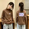 Nueva Capa Interior Otoño/Invierno para Niños Medianos y Grandes, Felpa Térmica, Estilo Coreano, Moderno, Dibujos Animados, Elegante, Manga Larga, Camiseta Base Casual para Niñas