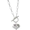 Collar con Hebilla de Corazón Tridimensional Ot para Mujer, Moda Retro, Cadena de Suéter de Alta Gama con Forma de Corazón Durazno, Modelo de Pareja Personalizado Estilo Coreano para Hombre