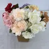 Gran Ramo de 7 Rosas de Nieve con el Carácter "Fu" para Arreglos de Suelo de Boda, Accesorios de Decoración de Interiores, Flores de Seda a Todo Color Estilo Europeo
