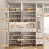 Zapatero de Madera Maciza con Banco Integrado para Uso Doméstico, Gabinete de Almacenamiento de Gran Capacidad para Entrada, Gabinete de Vestíbulo con Compartimentos