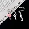 Broche de Moda Creativo Cintura ceñida Anti-exposición Tijeras de Peluquería Peine Secador de Pelo Broche Colgante Regalo para Peluquero
