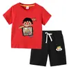 Camiseta de Niños 2023 Verano Nueva Ropa para Niños ins Pantalones Cortos de Manga Corta para Niños Traje de Dos Piezas
