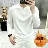 Sudadera base para hombre con forro polar y grosor adicional para otoño e invierno 2026, con bordado texturizado, corte holgado, tejido transpirable, cuello redondo y manga larga
