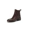 Botas Chelsea británicas de piel de vaca suave con texto, otoño/invierno 2024, botas cortas de piel con tacón medio grueso y punta redonda, suela suave para mujer