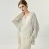 Mistura rara e luxuosa de caxemira: Cardigan de malha Gain Capital 75% caxemira + 25% seda de amoreira, blusa feminina de abertura frontal, peça externa casual