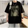 Camiseta Masculina de Algodão Puro Manga Curta Estilo Americano High Street 2026 Nova Tendência Estilo Hong Kong Solta Casual Versátil Roupas Masculinas