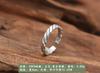 Anillo de plata de ley S925 al por mayor, joyería retro de plata tailandesa, anillo abierto simple tejido para mujer, anillo pequeño fresco
