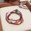 Pulsera de Cristal Multi-Precioso con Granate Natural para Mujer, Moda Versátil con Cristal Rosa y Cianita, Joyería al por Mayor