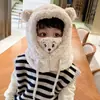 Conjunto de Chapéu, Cachecol e Máscara Integrada para Crianças para Outono e Inverno, Proteção de Orelha em Pelúcia, Chapéu com Capuz para Meninos e Meninas, Fofo e Super Adorável