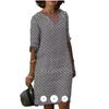 Vestido de Mujer de Manga Media con Cuello en V para Exportación Transfronteriza Aliexpress Wish Europea y Americana Falda Estampada Multicolor para Mujer