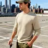 Tienda independiente transfronteriza: Nueva sudadera casual de jacquard simple para hombre, estilo americano, corte holgado, para primavera/otoño, cuello redondo, manga larga