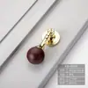 Maçaneta de Porta de Armário de Luxo Leve Estilo Francês, Gaveta de Guarda-Roupa Madeira Nogueira Vintage Bola Redonda Estilo Chinês Novo Pingente Criativo Pequena Maçaneta