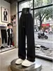 Pantalones casuales de pierna ancha a rayas verticales transfronterizos para hombre, pantalones rectos de ajuste limpio con puños, forro a cuadros para otoño