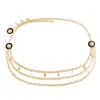 Joyería Transfronteriza Europea y Americana Colgante de Metal Retro Flor de Girasol Estrella Cadena de Cintura con Borla Moda Femenina Cadena Corporal Multicapa