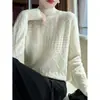 Novo Suéter Feminino de Lã Pura Moda Outono/Inverno 2026 Gola Alta Meia Manga Longa Solto Cashmere