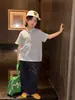 Camiseta de Manga Corta Versátil a Rayas Estilo Coreano para Niños y Niñas, Seis Colores, Novedad Verano 2026, con Pañuelo Triangular