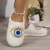Pantuflas de Algodón Ojo de Diablo para Mujer, Pantuflas Cálidas de Felpa para el Hogar en Otoño e Invierno, Pantuflas de Piso Silenciosas Antideslizantes para Parejas